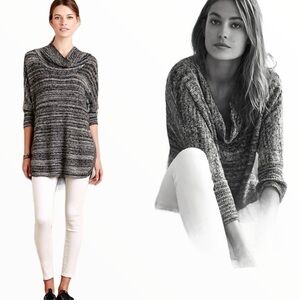 FIELD FLOWER (Anthropologie) SpaceDye Tunic With Draped Cowl Neck Grey Sz Small